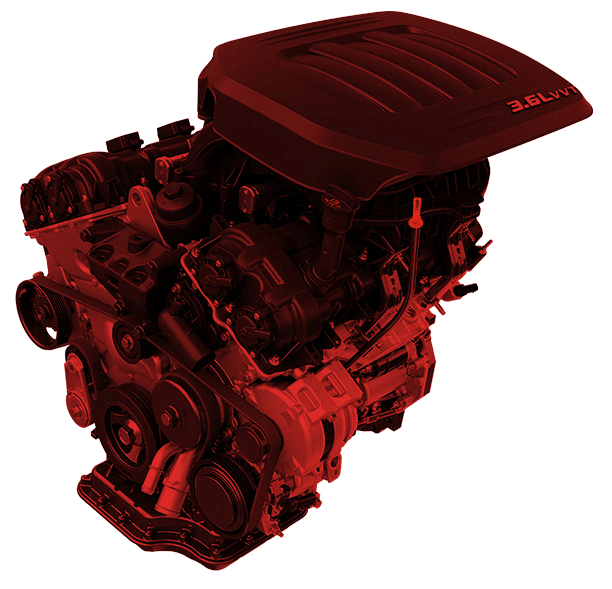 Motor V6 de Dodge Grand Caravan 2016, en rojo
