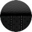 Vista de tapizado de cuero Torino negro con inserciones de gamuza perforadas Axis y costuras decorativas plateadas
