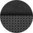 Vista del tapizado en cuero Nappa con inserciones de gamuza en negro con costuras decorativas y marca SRT® bordada en plateado