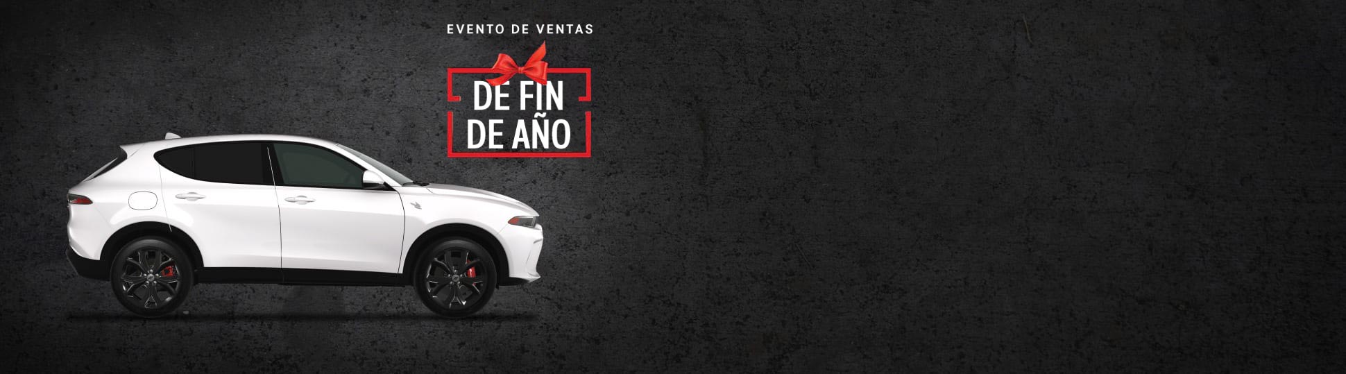 Perfil del lado del pasajero de un Dodge Hornet R/T 2024 blanco. Evento de ventas de fin de año.