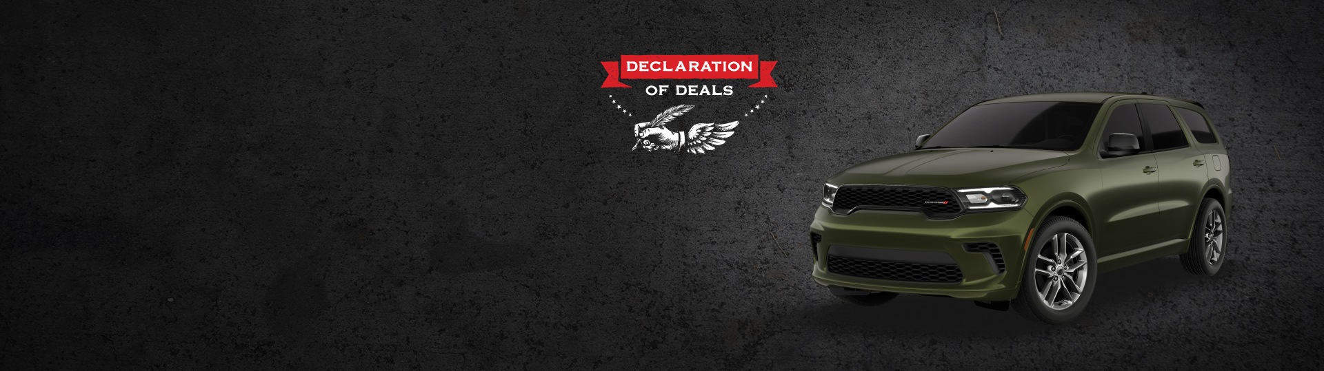 Un Durango GT Plus 2026 en color verde. Evento de ventas Declaración de ofertas.