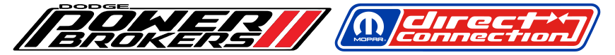 Logotipos de Power Brokers de Dodge y Mopar Direct Connection.